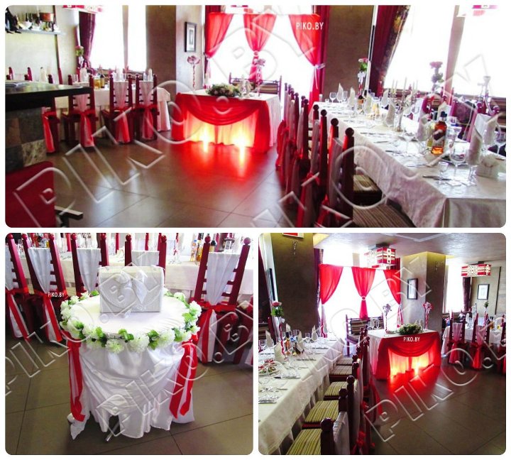 Декор зала на свадьбу в кафе Агинский