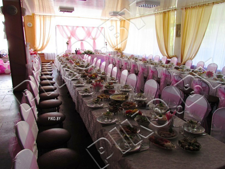 Украшение зала на свадьбу в розовом цвете